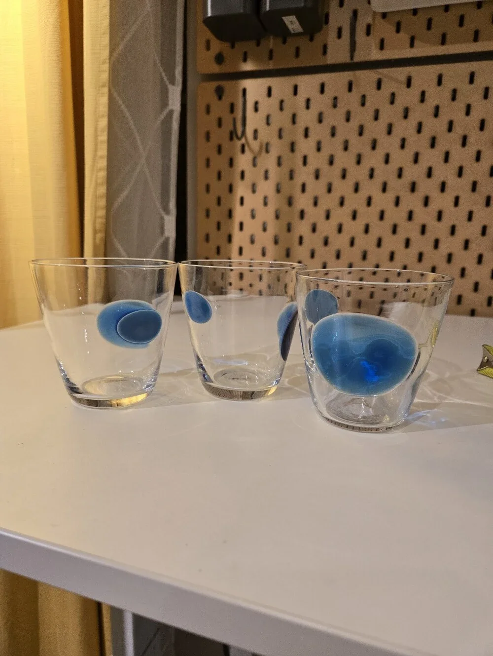 IKEA Fabulos Blue Dots Glasses Fused Glass Dots by Gunnel Sahlin 2009 FABULÖS x3